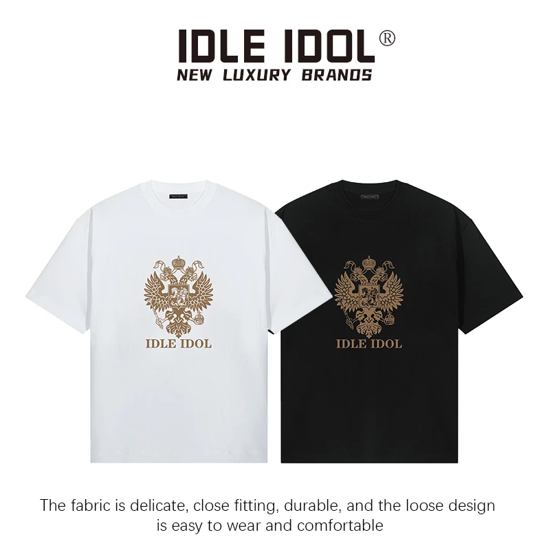 双头凤透气T恤高街短袖男款奢侈品男士t恤新款夏季男生衣服高级感