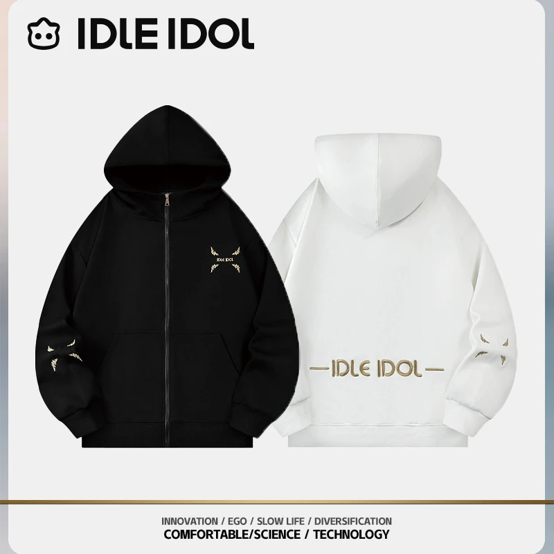 IDLE IDOL【郝晨专属】重磅连帽情侣开衫卫衣金线绣连帽衫外套