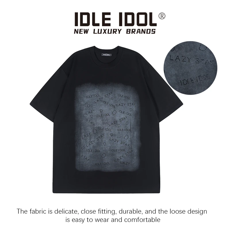 IDLE IDOL男女同款T恤短袖黑钻渐变奢侈品男士t恤曼巴棉宽松圆领