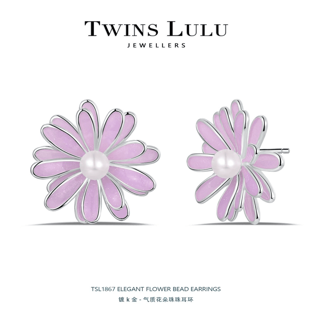 铜合金珐琅耳饰 时尚简约个性气质百搭紫色花花耳环耳环TSL1867