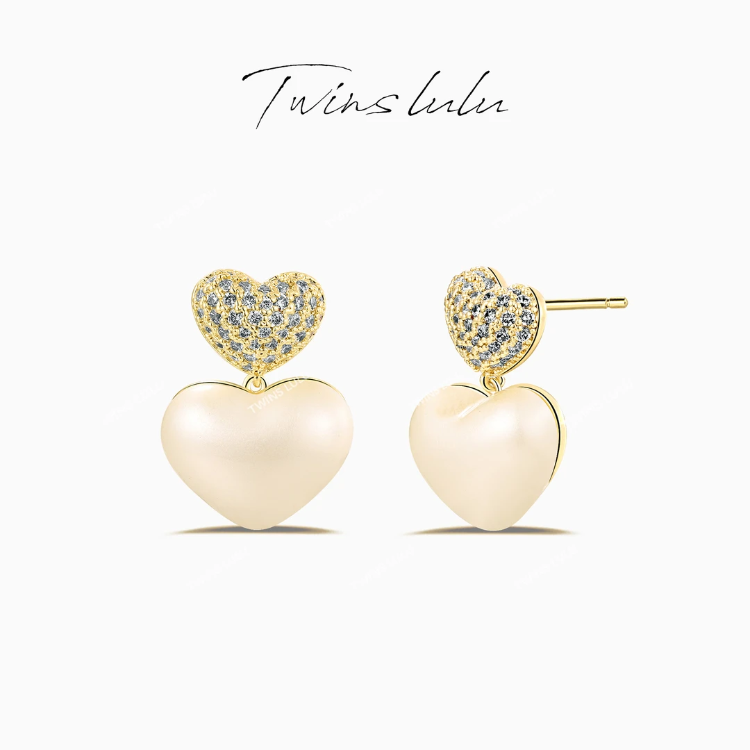 TWINS LULU 流光风 【官方正品】法式【相思】双拼爱心耳环TSL1788