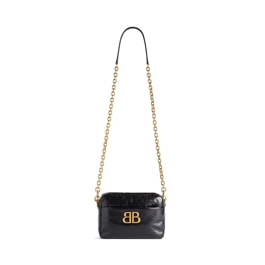 全新未使用 Balenciaga/巴黎世家 黑色xs油蜡皮相机包斜挎包