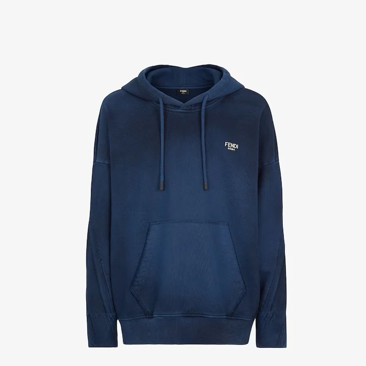 全新未使用 FENDI/芬迪 fendi男款蓝色带帽运动衫卫衣
