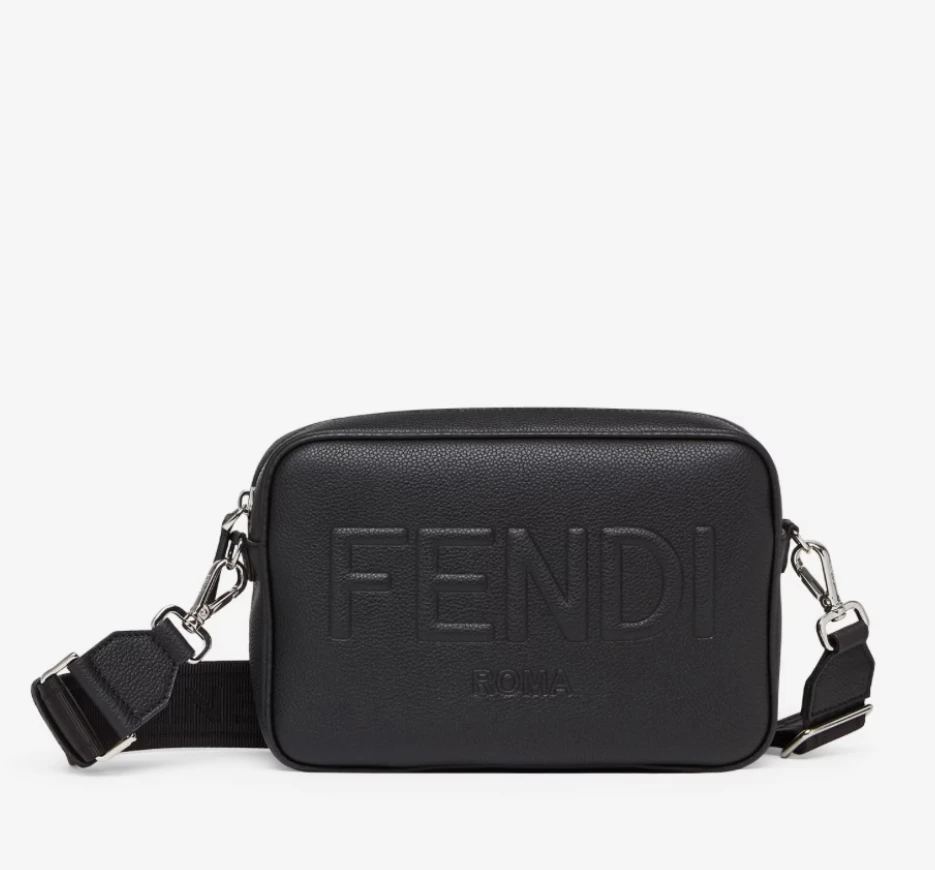 全新未使用 FENDI/芬迪 fendi男款黑色皮革手袋相机包