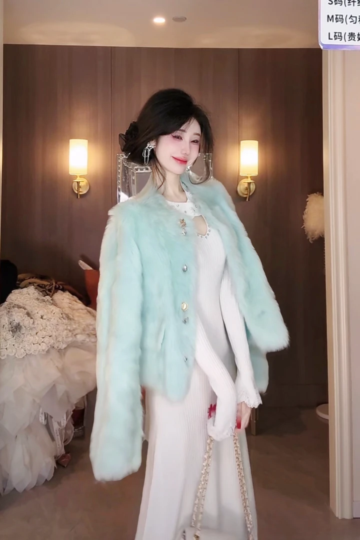 【雅乔定制】梦幻岛 进口托斯卡纳皮毛一体草草外套DYJJ-24110658