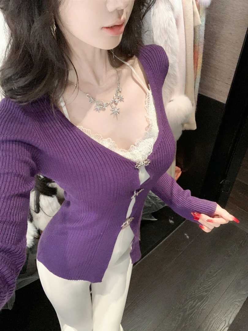 【雅乔定制】胡桃夹子 亮色系修身款纯欲毛衣针织开衫DYJJ-24090453