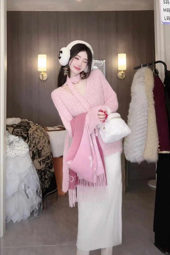 【雅乔定制】白色针织百搭直筒半身裙DYJJ-24090506