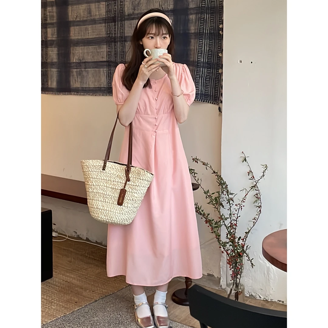小冰涡 韩系温柔遮肉连衣裙法式仙女裙