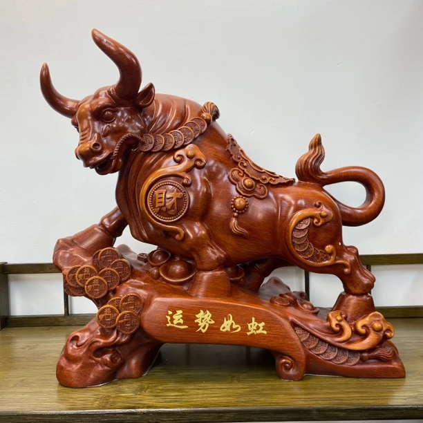 运势如虹牛气冲天桌面吉祥物摆设电视柜玄关酒柜（长32高28）