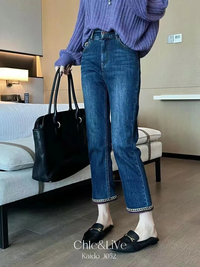 2024 秋季牛仔弹力烟管裤