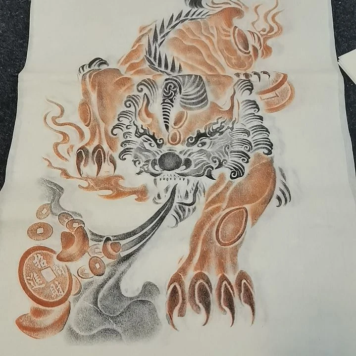 昌化石印石，貔貅拓片一张，尺寸三尺整纸大尺寸