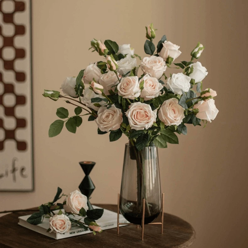 2024年仿真花爆款玫瑰花高端仿真花假花花卉装饰摆件客厅电视柜