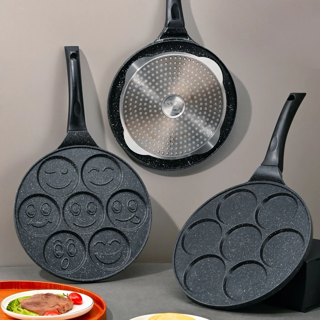 七孔煎蛋锅商用燃气电磁炉通用荷包蛋锅蛋堡锅不粘锅平底锅家用