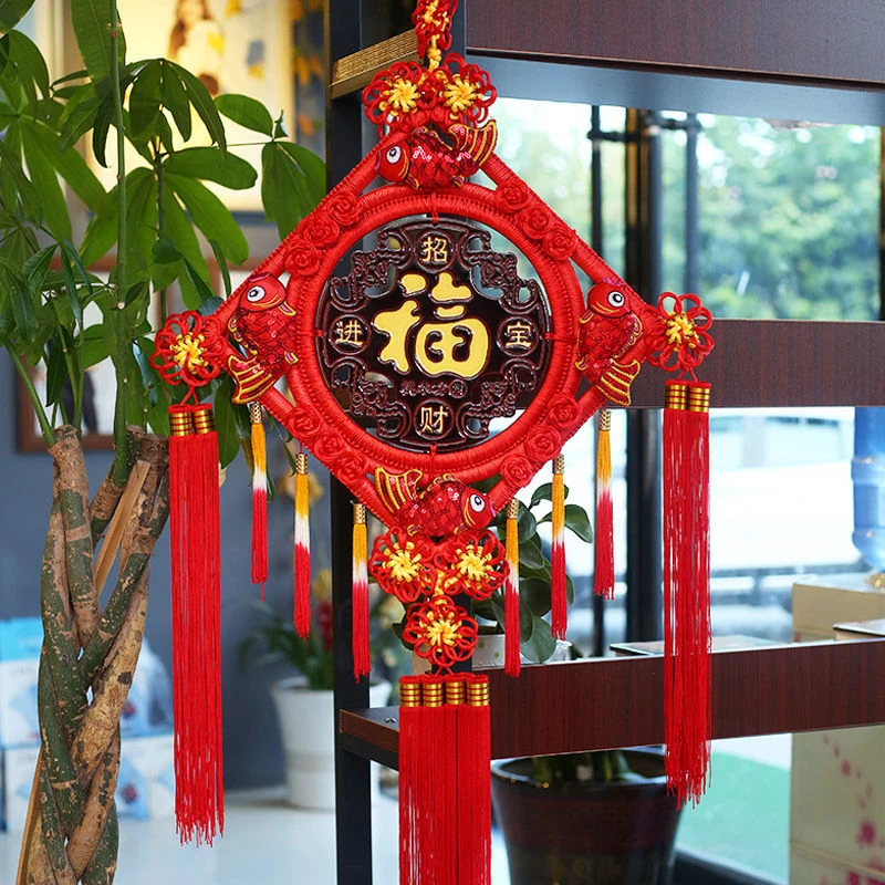 高档中国结挂件客厅大号桃木喜庆玄关走廊电视墙开业乔迁新春装饰