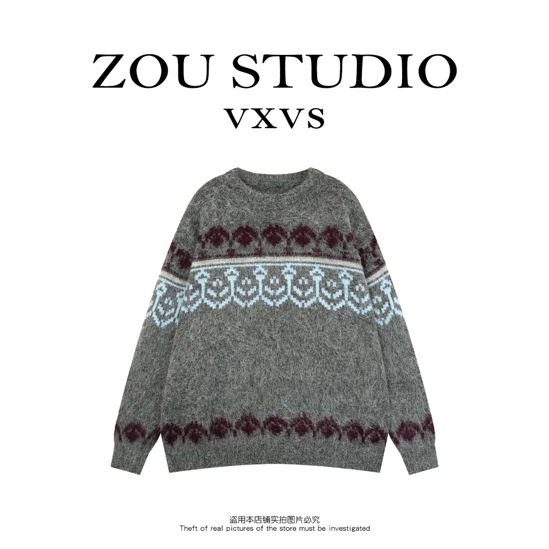 ZOU STUDIO VXVS 精简毛衣 新款百搭花纹圆领毛衣351-1