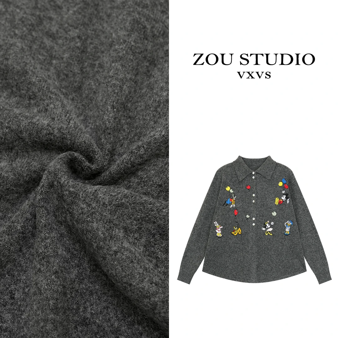 ZOU STUDIO VXVS 玛德琳周末 新款百搭刺绣欢乐米奇毛衣2570