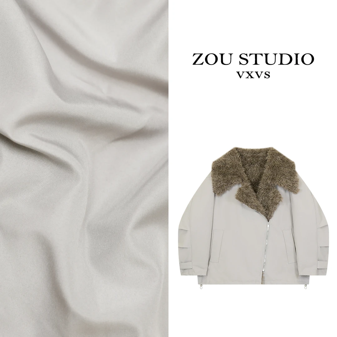 ZOU STUDIO VXVS  雪景寒 新款时尚翻领保暖毛毛外套66386-1