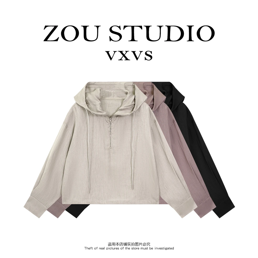 ZOU STUDIO VXVS 侘寂亚麻 夏款时尚百搭长袖防晒连帽外套 60219