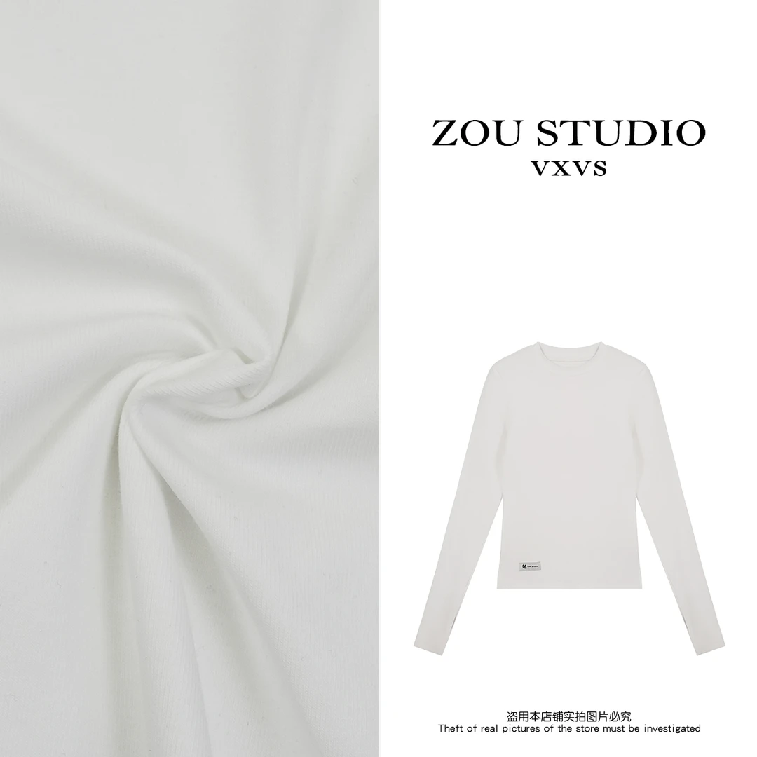 ZOU STUDIO VXVS 中领正肩2.0 夏款软糯百搭长袖T恤 20868-1