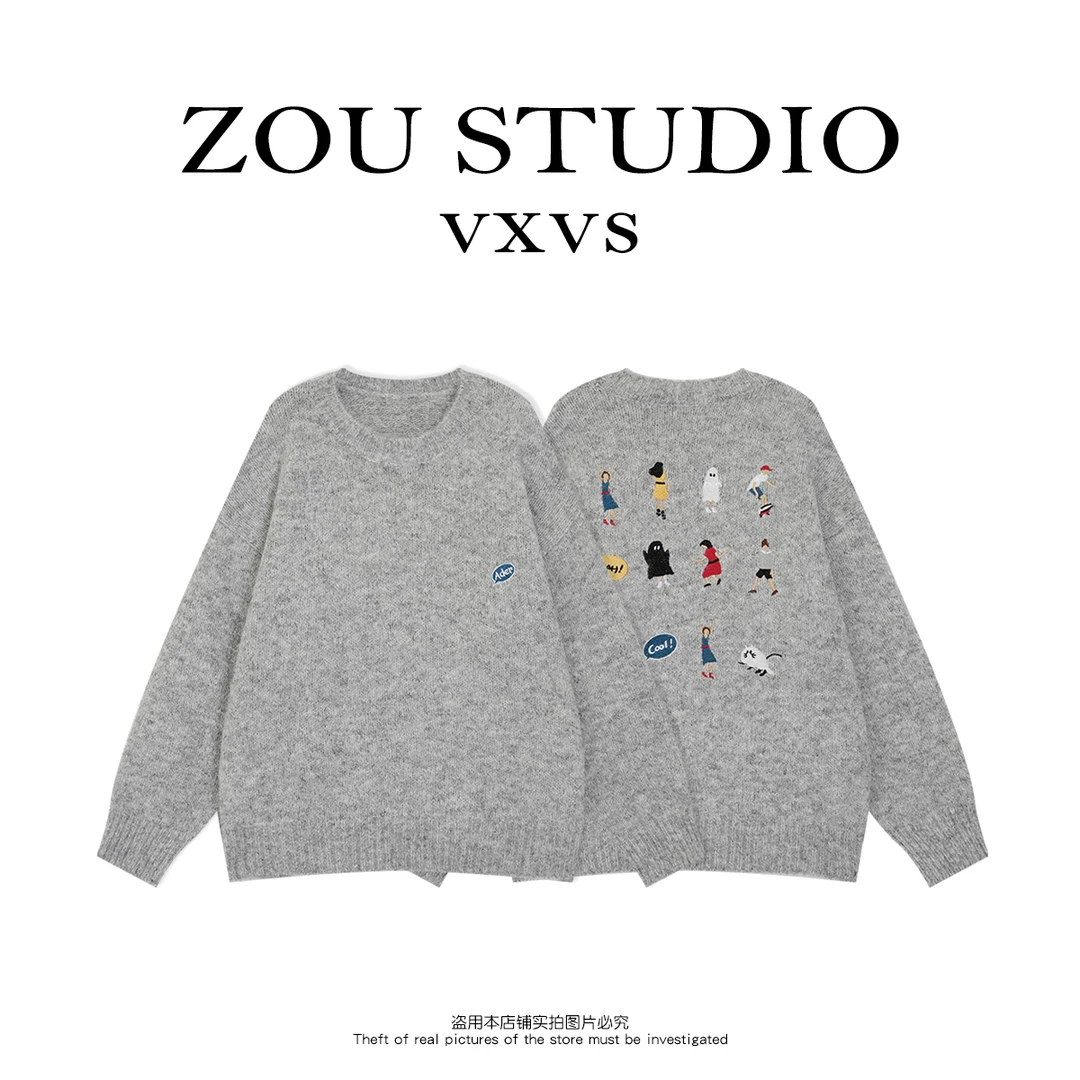 ZOU STUDIO VXVS 刺绣漫画 新款百搭卡通刺绣毛衣 3995