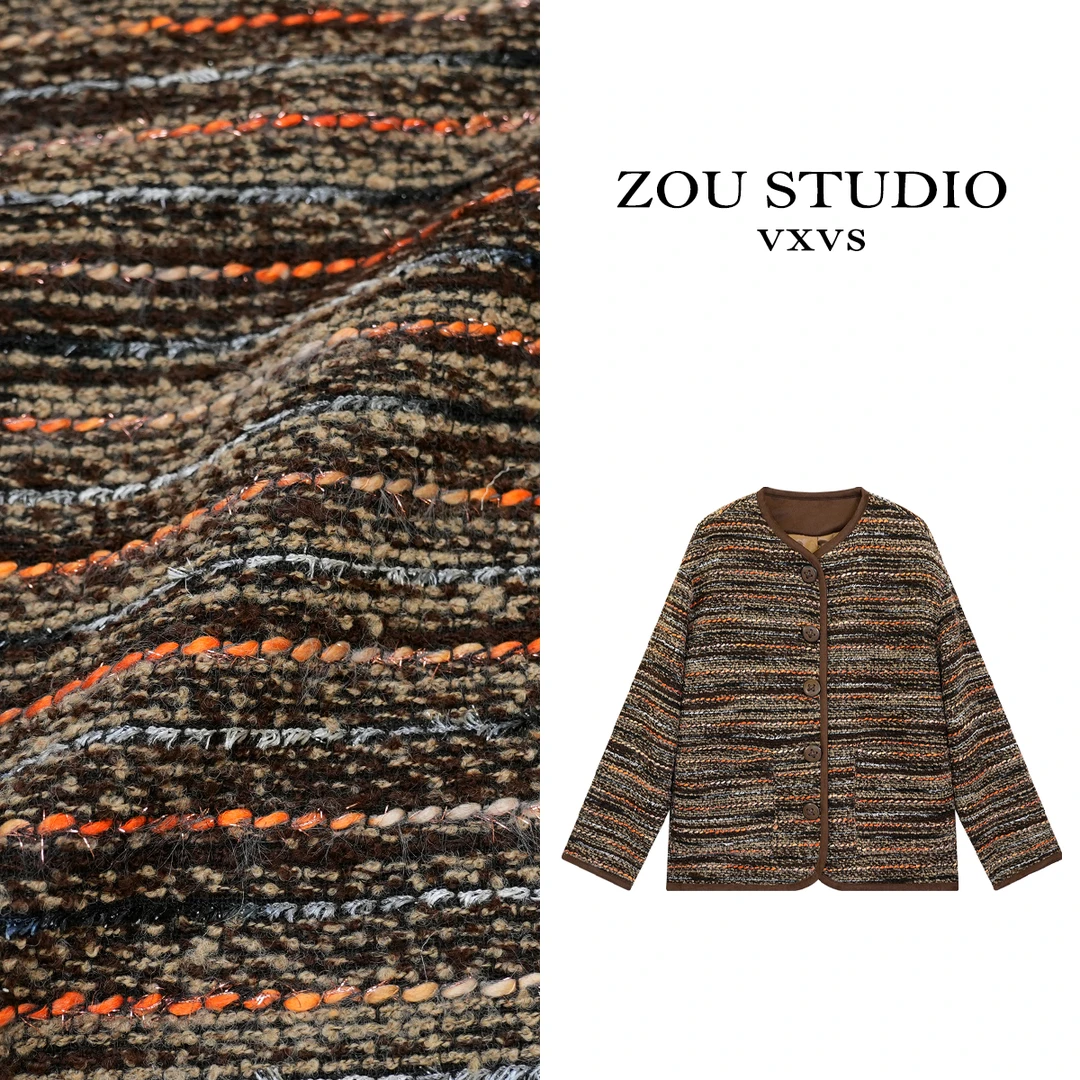 ZOU STUDIO VXVS  重工粗花尼 新款时尚潮流百搭编织纹外套7809