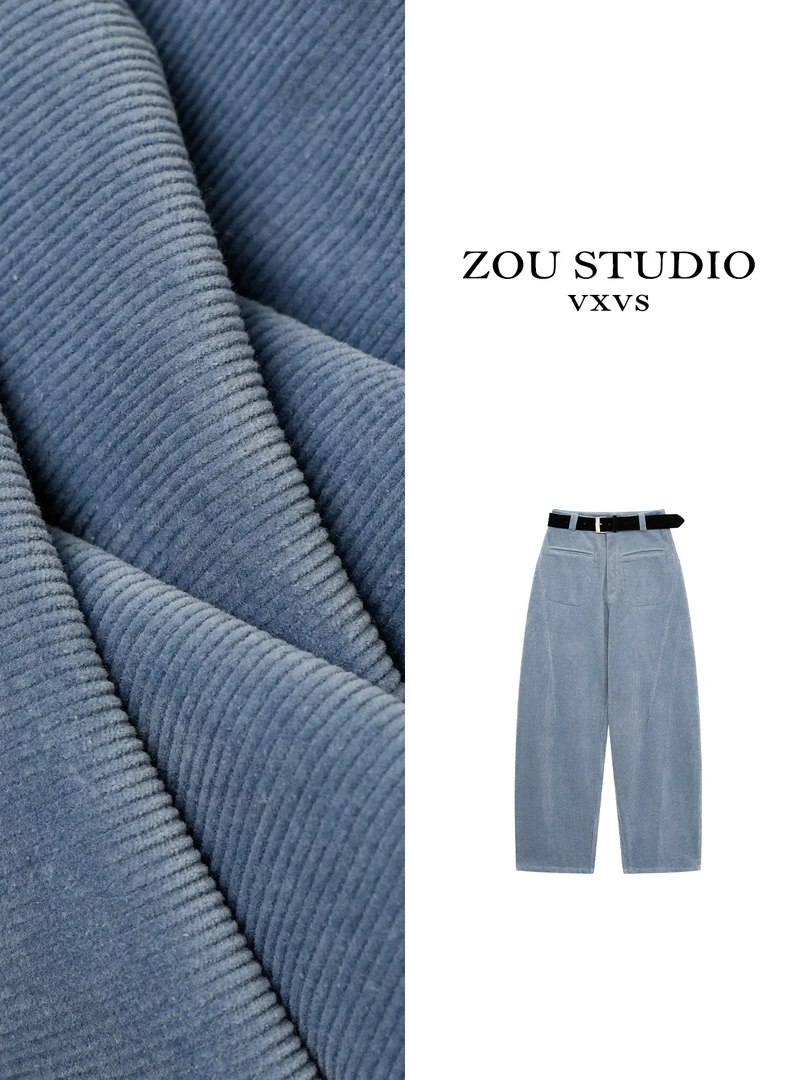 ZOU STUDIO VXVS 口袋设计 新款休闲舒适直筒牛仔裤(磨毛)4318
