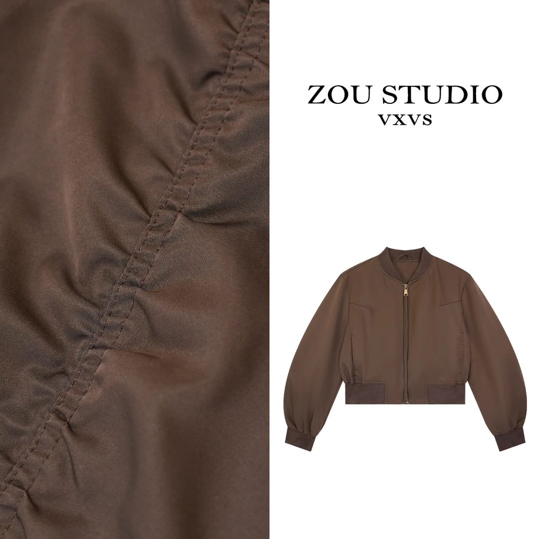 ZOU STUDIO VXVS 英式典雅 百搭休闲双拉链棒球外套 9635