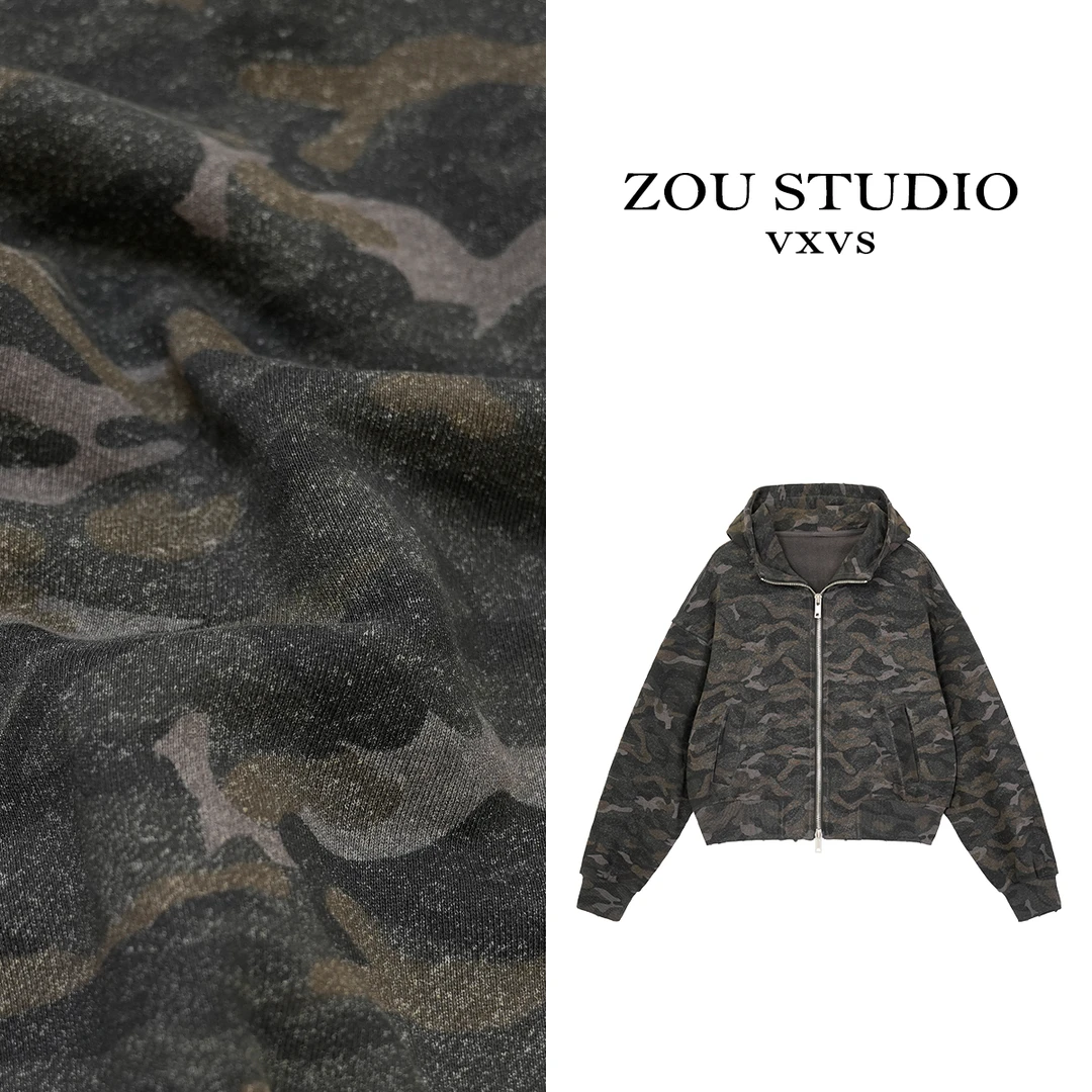 ZOU STUDIO VXVS丛林秘境  秋季时尚百搭迷彩连帽长袖外套65100