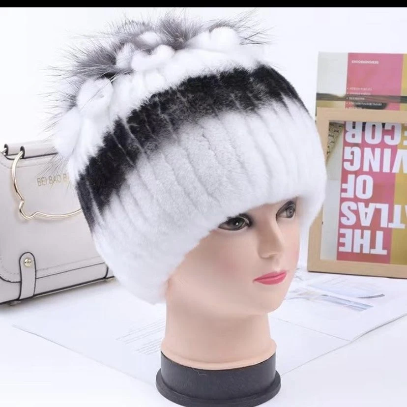 韩版新款獭兔毛帽子女秋冬季保暖加厚时尚休闲款百搭帽子防风防寒