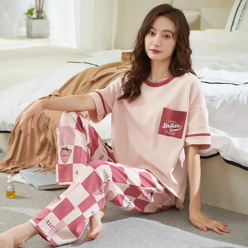 春秋女睡衣长袖纯棉家居服青年全棉外穿网红直播秋季套装开衫薄款