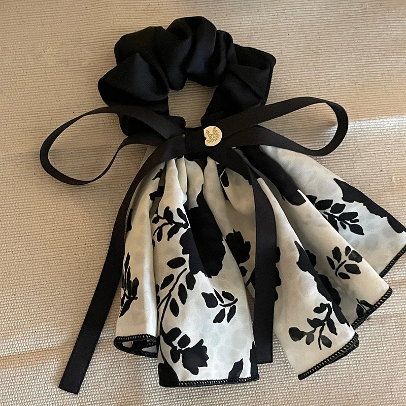 法式优雅花朵飘带蝴蝶结大肠发圈女神复古头绳温柔小香风发绳百搭
