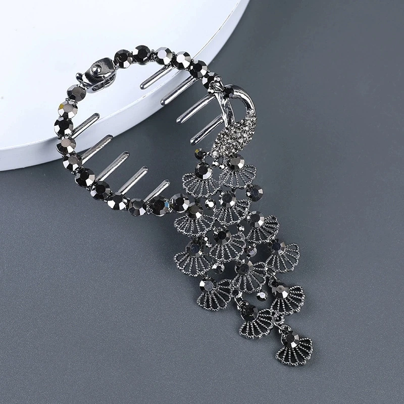 水钻丸子头抓夹固定神器马尾扣发夹气质马尾流苏发复古优雅女发卡