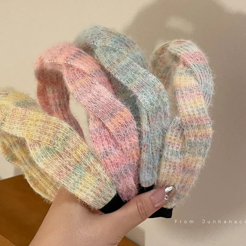 软糯草莓碎~甜美高颅顶毛线发箍法式高级感温柔女高颅顶头箍FG220