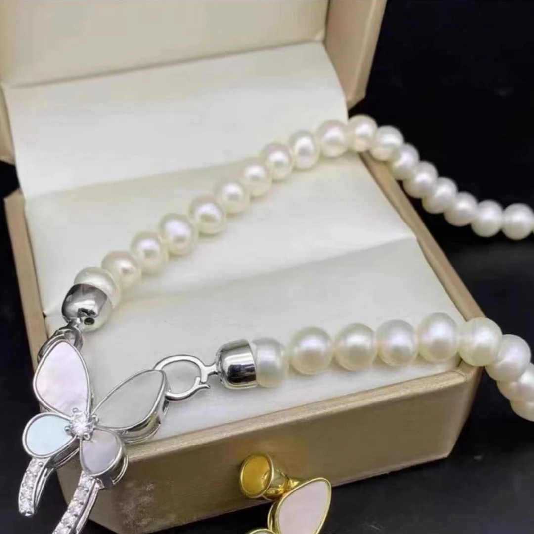 非金属仿珍珠项链 珠珠卡6mm蝴蝶颈链L044