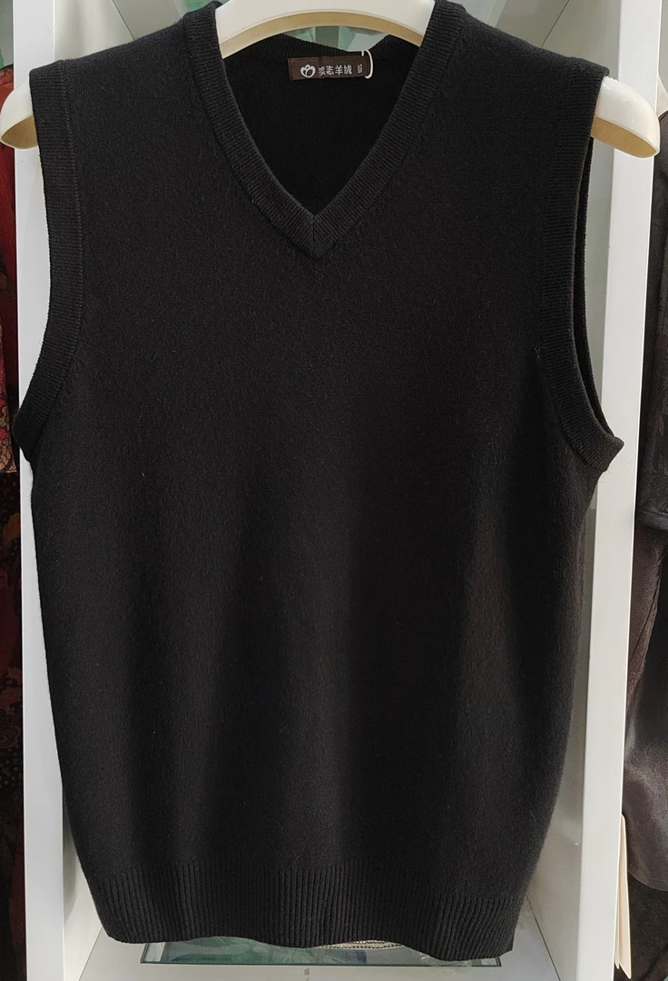 23YZ259 秋冬男士时尚百搭保暖山羊绒纯色马甲