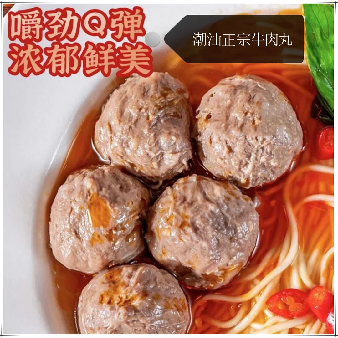 【顺丰】12袋实心正宗爆汁潮汕牛肉丸牛筋丸200g/包+6蒜酥+6沙茶酱/