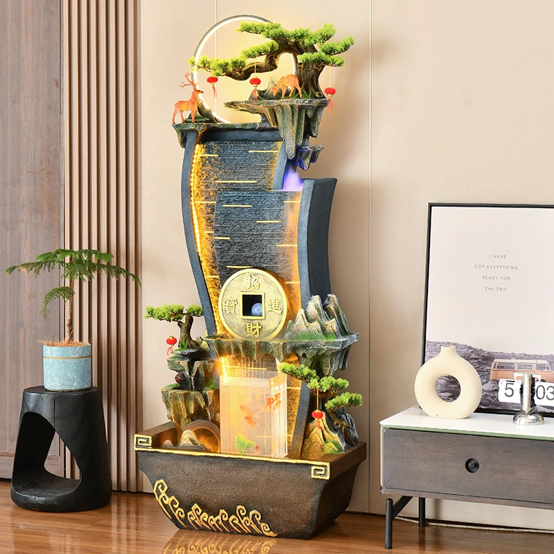 流水喷泉客厅办公室风水轮循环水鱼缸室内水幕墙生财假山水景摆件