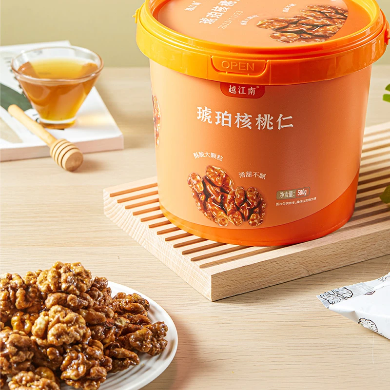 越江南 蜂蜜琥珀核桃仁 500克桶装精选去壳
