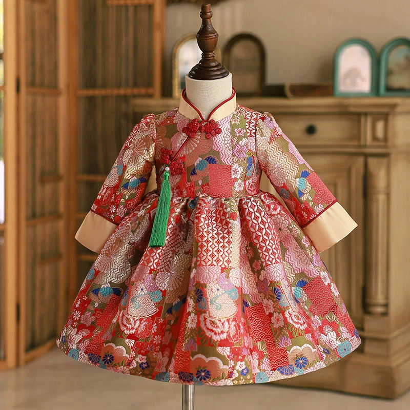 一周岁礼服女童唐装旗袍生日宴抓周礼服宝宝拜年服冬中式儿童礼服