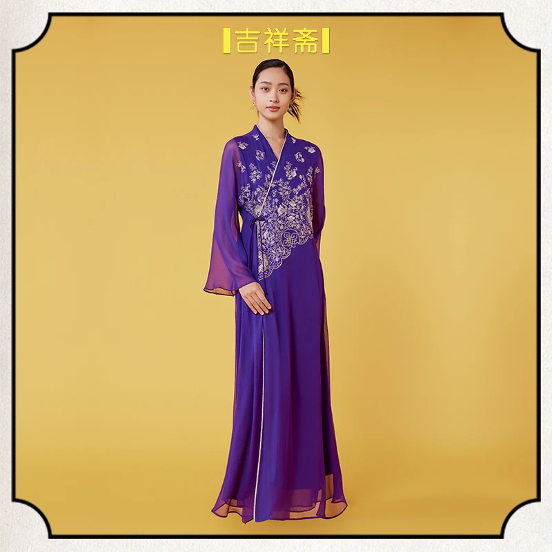 |吉祥斋|灵玄阁轻纱斜襟国风系带连衣裙