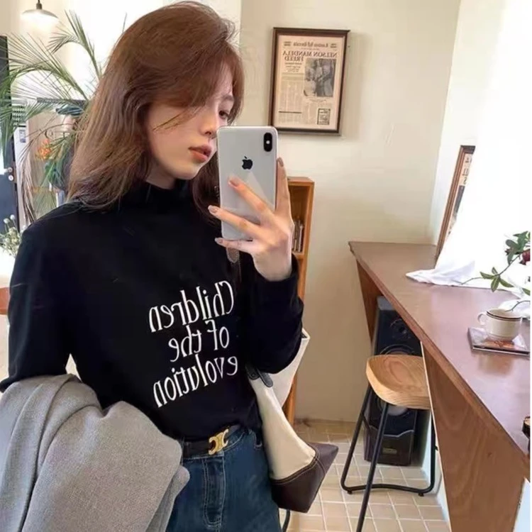 大码内搭-韩版高领打底衫秋冬通勤加长