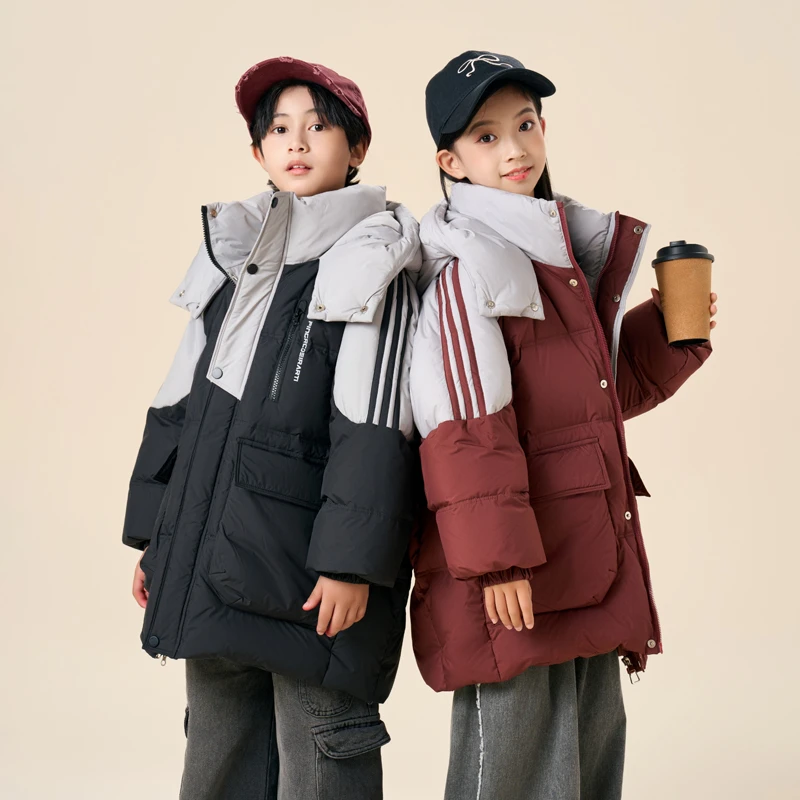 儿童羽绒服男童2024新款韩版洋气中长款女童中大童装羽绒丝服外套