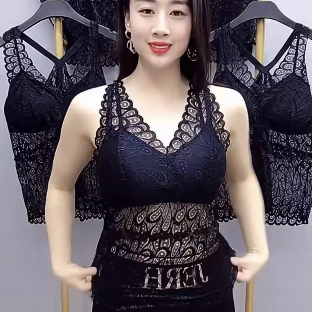 四季聚拢上衣百搭蕾丝打底衫美背8196舒适无钢圈背心吊带性感夏季