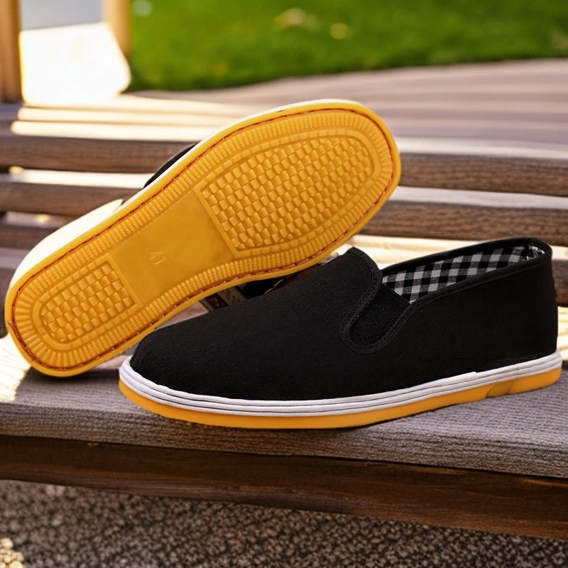 手工轮胎牛筋底 低帮松紧口工地司机透气防刺男板鞋男款高档布鞋