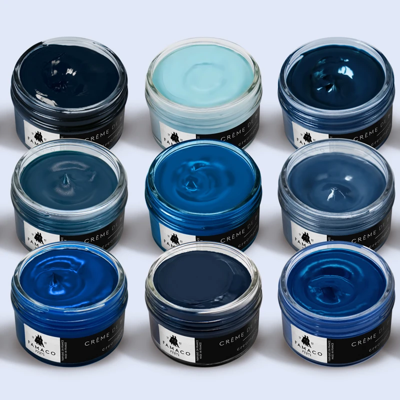 法国进口蓝色补色鞋油真皮宝蓝色深蓝色藏蓝色皮鞋油修复保养通用