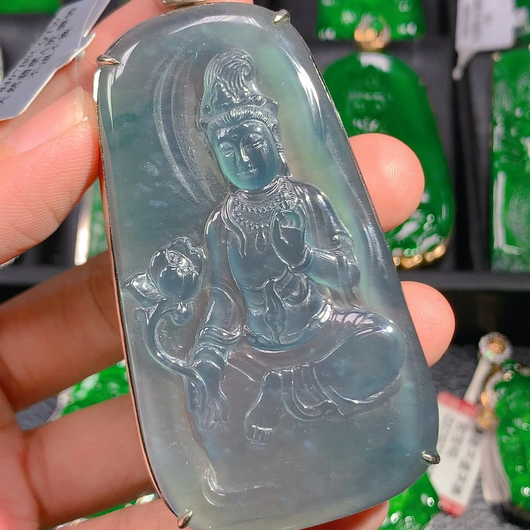 翡翠吊坠(不含链)银S925镶嵌