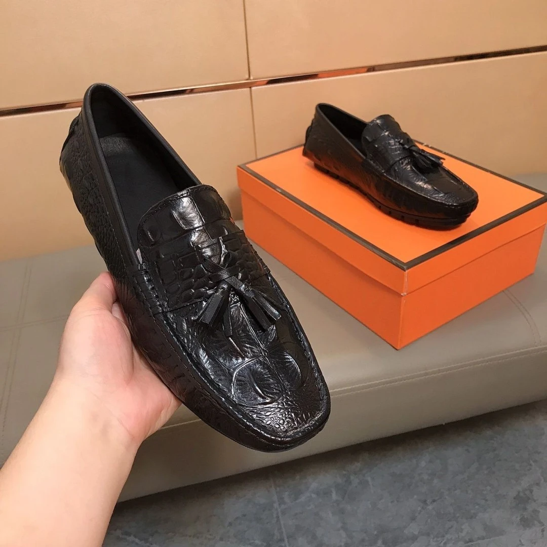 欧美男鞋夏季手工豆豆鞋新款真皮轻便流苏一脚蹬懒人舒适软底皮鞋