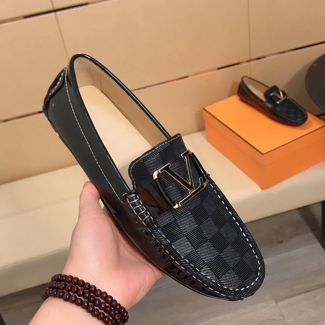 夏季休闲豆豆鞋透气真皮乐福鞋潮流男士套脚鞋一脚蹬时尚皮鞋软底