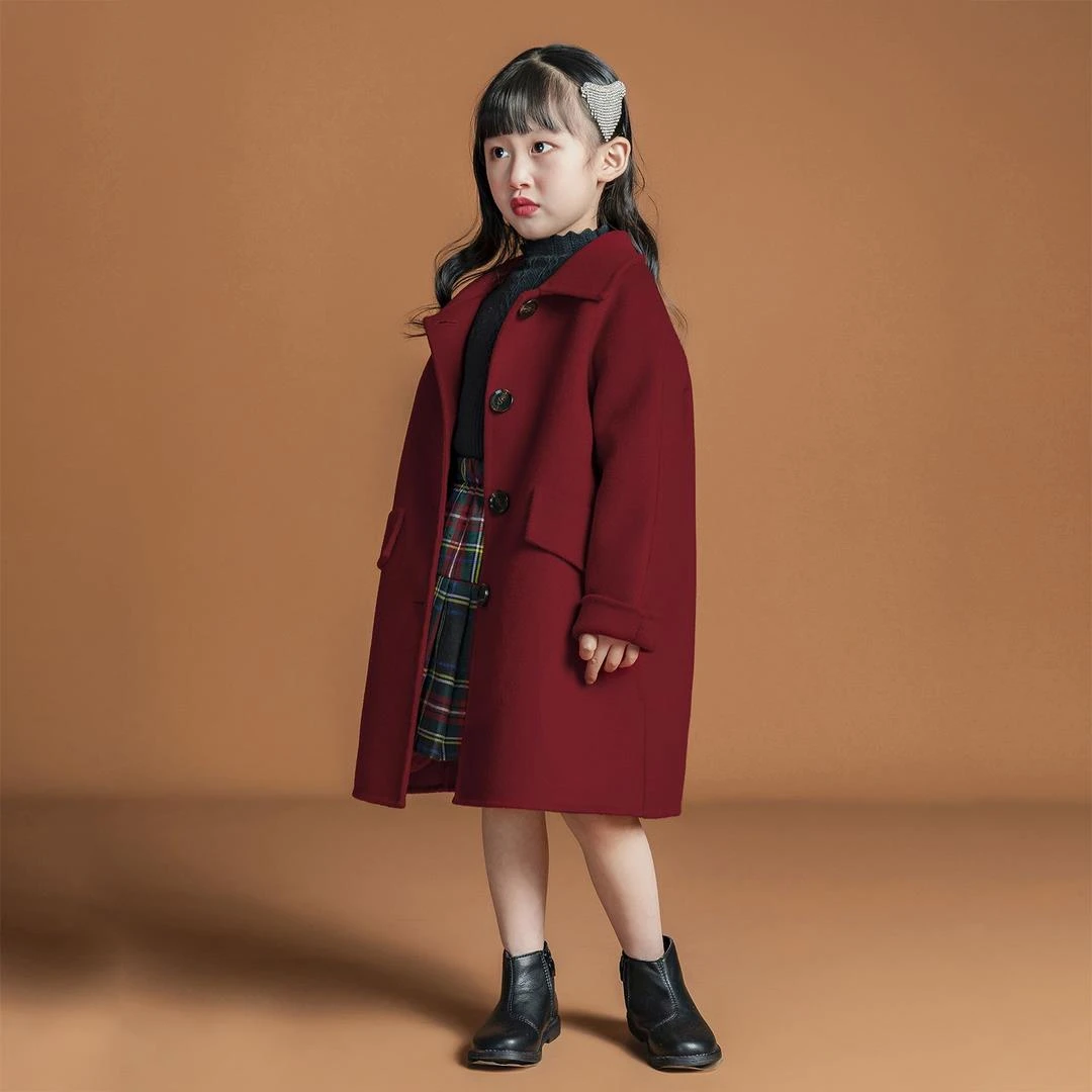 女童毛呢外套2023春季新年装羊绒儿童秋冬洋气韩版中长