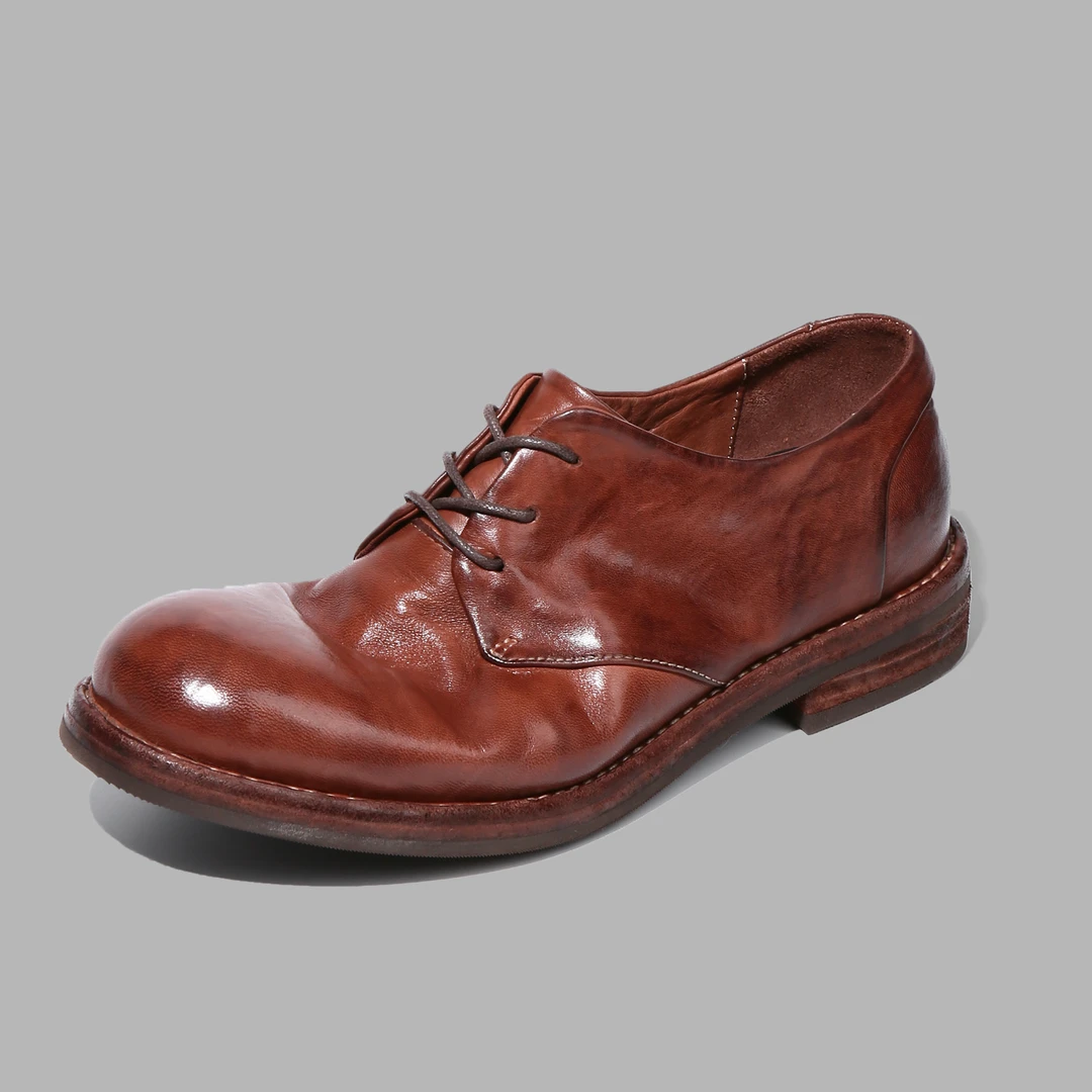 马皮复古洗水做旧德比鞋固特异皮底休闲男皮鞋 M5229-25